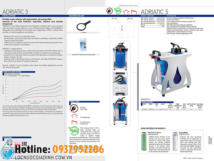 Máy Làm Mềm Nước Cầm Tay Atlas Filtri ADRIATIC 5