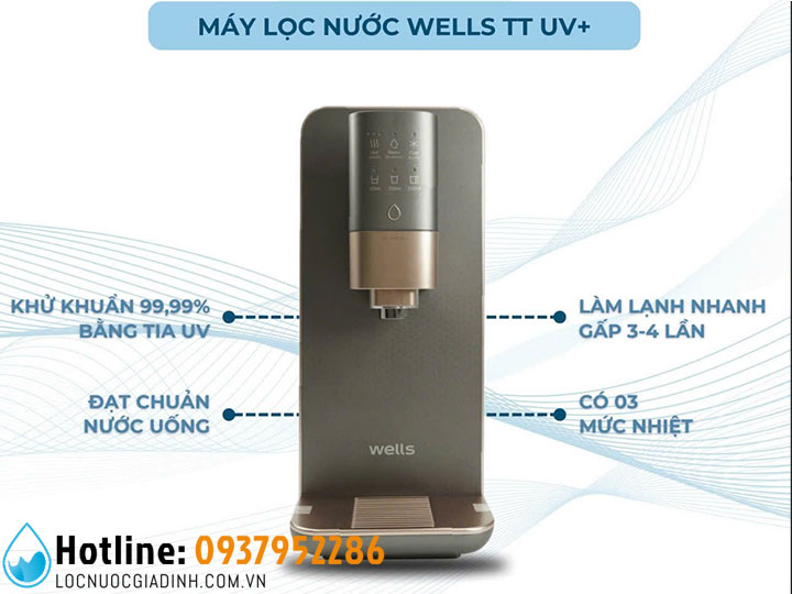 Máy Lọc Nước Nóng Lạnh Cao Cấp Wells TT UV+ [Chính Hãng]